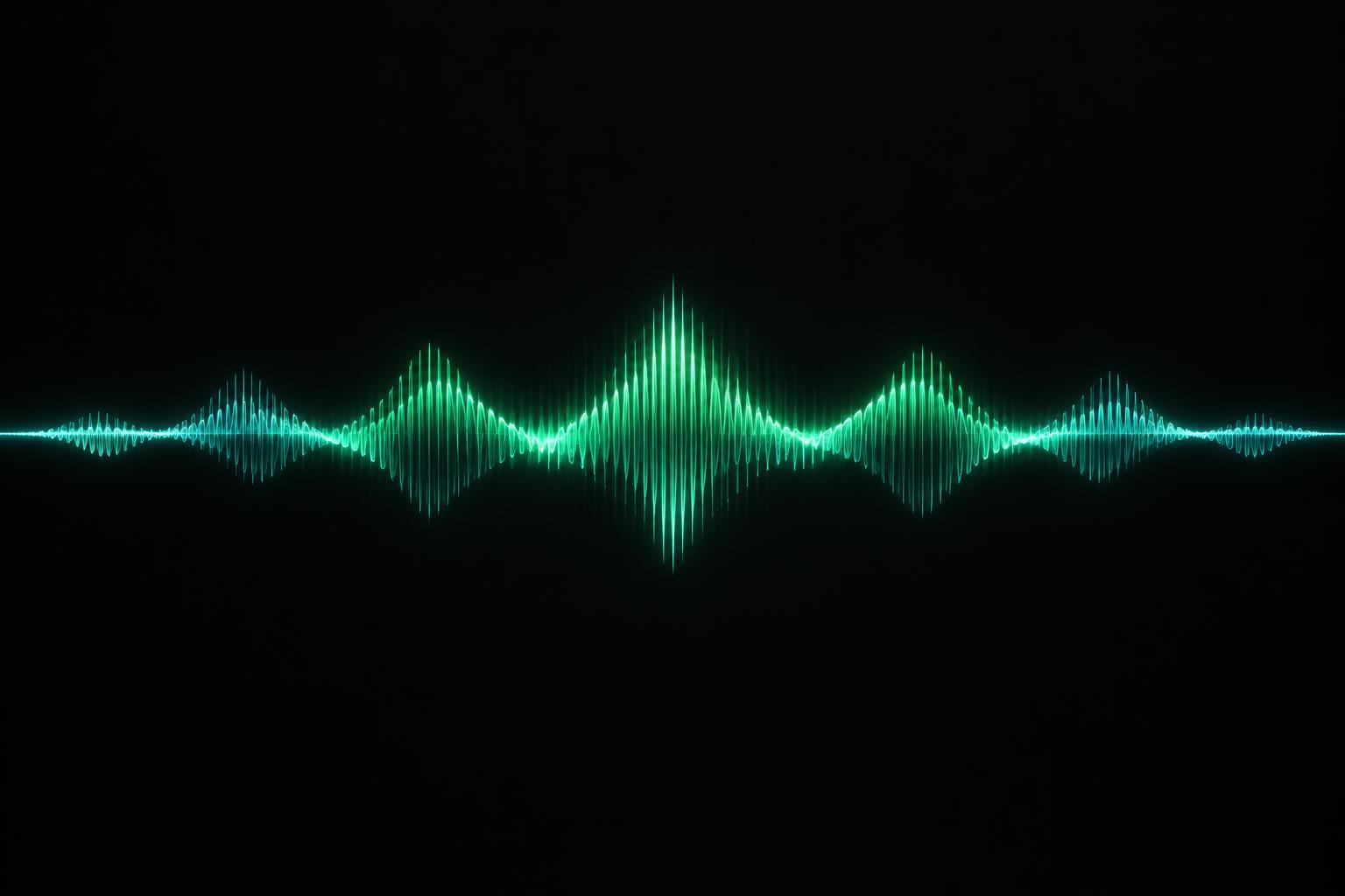 A luminous green voice waveform